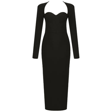 2023 New Summer Women Long Sleeved Bandage Dress Sexy V Neck Slim Midi Celebrity Night Show Bodycon Club Party Dresses Vestidos