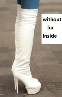 Spring Autumn Stovepipe Over-the-Knee Boots Women New Waterproof Thin High Heels Platform Long Boots Plus Size 40 41 42 43