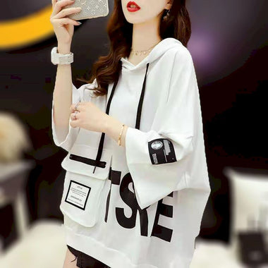 2023 Summer New Womens Short Sleeve Hoodies Loose Hooded T-shirt Fried Street Korean Sweatshirt Harajuku Hoodie Womens Tshirt