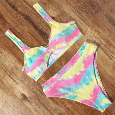 Leopard High Waist Bikini 2020 Women Bikini Push Up Tie Dye Swimsuit Female Plus Size Swimwear Women Micro Biquini Beachwear
