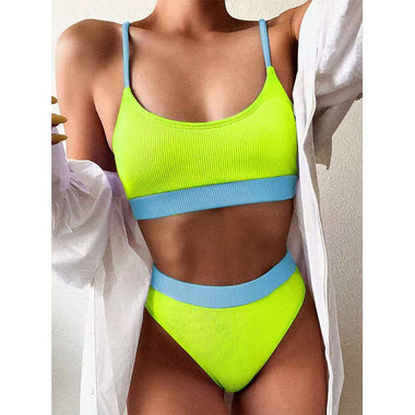 Gossina Women's Swimwear High Waist Bikini Sexy Woman Swimsuit Two Piece V Neck Bikini Set For Girls Beachwear Bathing Suit 2022
