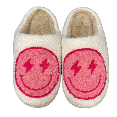 ASIFN Smile Face Slippers Women Men Fluffy House Cute Smile Print Gift Fleece Flat Ladies Indoor Winter Shoes