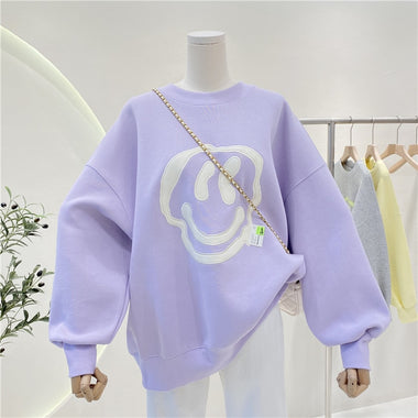 2022 Spring Women Hoodies Cartoon Embroidery Fashion Sweatshirt O-Neck Long Sleeve Pullovers Female Casual Loose Sweatshirts