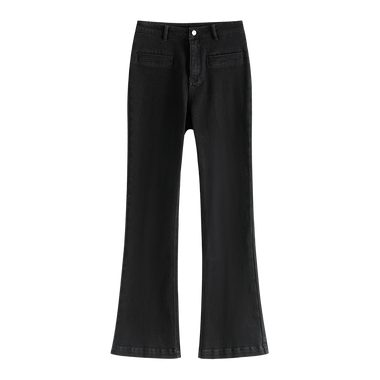 FSLE Women Black Skinny Bootcut Jeans Retro High Waist Cotton Stretch Denim Mopping Pants Back Slit Design 2023 Fall Female Jean
