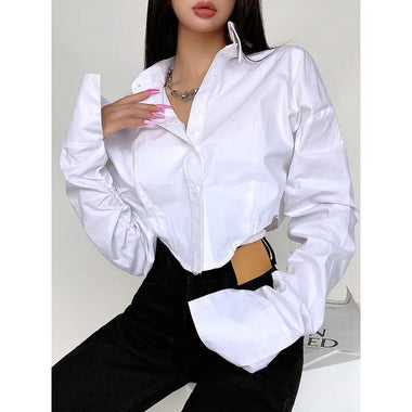 Zadily 2023 Spring Korean Style Long Sleeve White Shirt Women Sexy Button Ladies Crop Tops Blouse Street New In Female Clothing