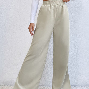 Women Pants Corduroy 2022 Autumn Winter Fashion Loose Full Length Trousers Solid Color Casual Female High Waist Wide Leg Pants