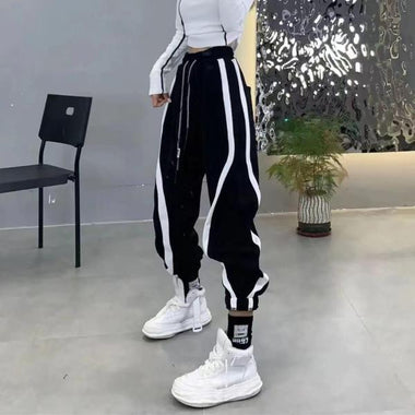YornMona Women Cargo Pants 2022 Autumn Fashion Black Harajuku Sweapants Letters Print Jogger Trousers Streetwear