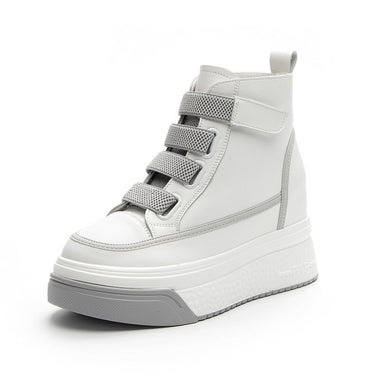 Spring Autumn New Korean Style Fashion Slim Height Increasing Platform Genuine Leather Women Sneakers Ladies High-top Pumps 2208