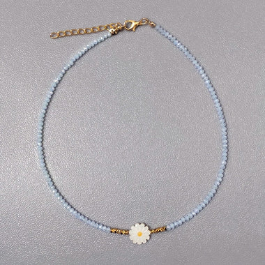 Handmade Minimalist Crystal Beads Flower Pendant Necklace Multiple Colors Collar Best Friend Girls Jewelry Summer Must-have
