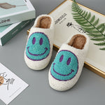 ASIFN winter Women Fluffy Fur Slippers Big Smile Floor Short Plush Fleece Flat For Couples Black Ladies Shoes Indoor Slippers