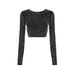 Sexy Beading Fashion Top 2021 New Women Long Sleeve Clothes Club Party Sexy Mesh Vintage Elegant Tops