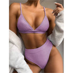 Gossina Women's Swimwear High Waist Bikini Sexy Woman Swimsuit Two Piece V Neck Bikini Set For Girls Beachwear Bathing Suit 2022