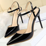 BIGTREE Shoes Fashion Sandals Women 2023 Patent Leather High Heels Women Sandals Summer Heeled Sandals Pointed Toe Women Pumps