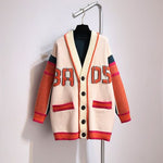 Cardigan Women Knitted Sweater Jacket 2021 New Single Breasted V-Neck Fashion Patchwork Knit Coat Autumn Loose Sweaters Female