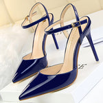 BIGTREE Shoes Fashion Sandals Women 2023 Patent Leather High Heels Women Sandals Summer Heeled Sandals Pointed Toe Women Pumps