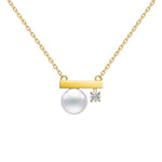 Kurshuni Brass Balance Bar Pearl Pendant Necklace For Women Luxury Quality Cubic Zirconia Jewelry Set 2021 New Trend Accessories