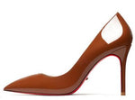 HLTINO Dark Brown Bright Autumn Pumps Women Red Bottom Heels Fashion High Heeled Stilettos Evening Shoe for Party Wedding Casual