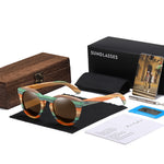 GM Color Bamboo Oval Sunglasses Wood Polarized Sunglasses Men Women Fashion Glasses UV400 Protection Eyewear Wooden Square Box