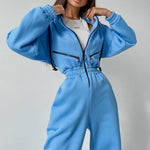 Fashion Elegant Hoodies Jumpsuit Women Casual Overalls Romper Fall Winter Solid Hooded Jumpsuits Sportwear Rompers Tracksuits