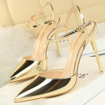 BIGTREE Shoes Fashion Sandals Women 2023 Patent Leather High Heels Women Sandals Summer Heeled Sandals Pointed Toe Women Pumps