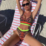Lime Squeeze Wild Safari Sunset High-Cut Bikini Set