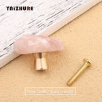 Luxury Natural Amethyst Powder Crystal Fluorite Gold Pure Copper Drawer Handle Hook Pull Cabinet Wardrobe for Furniture Knons