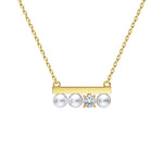 Kurshuni Brass Balance Bar Pearl Pendant Necklace For Women Luxury Quality Cubic Zirconia Jewelry Set 2021 New Trend Accessories