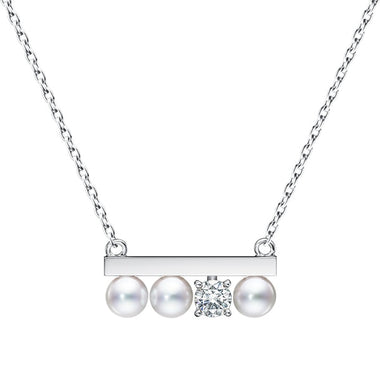 Kurshuni Brass Balance Bar Pearl Pendant Necklace For Women Luxury Quality Cubic Zirconia Jewelry Set 2021 New Trend Accessories