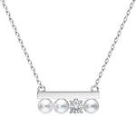Kurshuni Brass Balance Bar Pearl Pendant Necklace For Women Luxury Quality Cubic Zirconia Jewelry Set 2021 New Trend Accessories