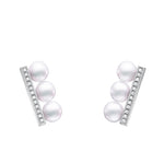 Kurshuni Brass Balance Bar Pearl Pendant Necklace For Women Luxury Quality Cubic Zirconia Jewelry Set 2021 New Trend Accessories