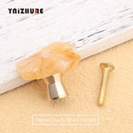 Luxury Natural Amethyst Powder Crystal Fluorite Gold Pure Copper Drawer Handle Hook Pull Cabinet Wardrobe for Furniture Knons