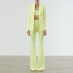 HIGH STREET Newest 2023 Runway Designer Suit Set Women's Single Button Blazer Flare Pants Suit