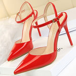 BIGTREE Shoes Fashion Sandals Women 2023 Patent Leather High Heels Women Sandals Summer Heeled Sandals Pointed Toe Women Pumps