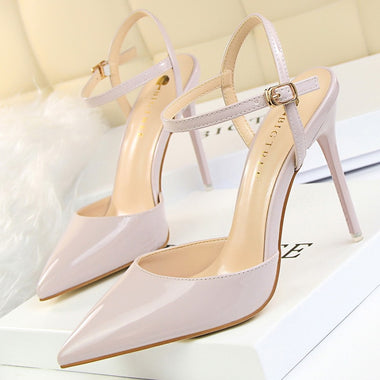 BIGTREE Shoes Fashion Sandals Women 2023 Patent Leather High Heels Women Sandals Summer Heeled Sandals Pointed Toe Women Pumps
