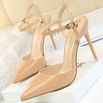 BIGTREE Shoes Fashion Sandals Women 2023 Patent Leather High Heels Women Sandals Summer Heeled Sandals Pointed Toe Women Pumps