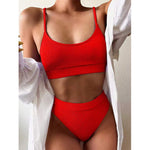 Gossina Women's Swimwear High Waist Bikini Sexy Woman Swimsuit Two Piece V Neck Bikini Set For Girls Beachwear Bathing Suit 2022