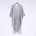Sexy Fringe Tassel Mesh Sheer Shiny Knitted Tunic Beach Cover Up Cover-ups Beach Dress Beach Wear Beachwear Female Women V3321