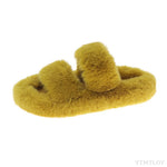 Winter Women House Furry Slippers Fashion Faux Fur Warm Shoes Slip On Flats Female Home Slides Black Plush Indoor Ytmtloy