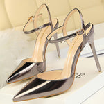 BIGTREE Shoes Fashion Sandals Women 2023 Patent Leather High Heels Women Sandals Summer Heeled Sandals Pointed Toe Women Pumps