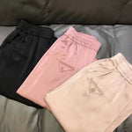 Unireal 2022 Summer Women Harem Pants High Waist Casual Cropped Trousers Pink Champange Elegant Lady Loose Satin Pants