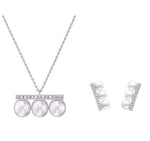 Kurshuni Brass Balance Bar Pearl Pendant Necklace For Women Luxury Quality Cubic Zirconia Jewelry Set 2021 New Trend Accessories
