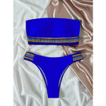 Sexy Bandeau Neon Bikini Swimwear Women 2021 Swimsuit Push Up Stitching Bathing Suit Brazilian Bikini Set Female Beach Wear