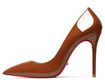 HLTINO Dark Brown Bright Autumn Pumps Women Red Bottom Heels Fashion High Heeled Stilettos Evening Shoe for Party Wedding Casual