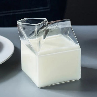 250ml Creative Milk Box Cup Transparent Milk Box Shape Glass Cups Students Drink Bottle for Juice Cute Coffee Cup Tea Drinkware