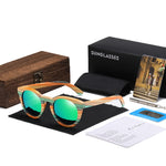 GM Color Bamboo Oval Sunglasses Wood Polarized Sunglasses Men Women Fashion Glasses UV400 Protection Eyewear Wooden Square Box