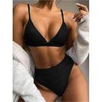 Gossina Women's Swimwear High Waist Bikini Sexy Woman Swimsuit Two Piece V Neck Bikini Set For Girls Beachwear Bathing Suit 2022