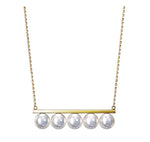 Kurshuni Brass Balance Bar Pearl Pendant Necklace For Women Luxury Quality Cubic Zirconia Jewelry Set 2021 New Trend Accessories