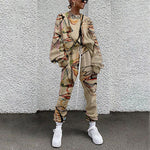 Spring New Streetwear Trend Long-Sleeve Two-Piece Set Women's Autumn Round Neck Loose Casual Sport Colorful Printed Sweater Suit
