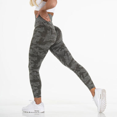 NCLAGEN Women's Camo Seamless Leggings Sports High Waist Hip Lifting Tummy Control GYM Tights Workout Fitness Elastic Yoga Pants