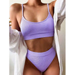 Gossina Women's Swimwear High Waist Bikini Sexy Woman Swimsuit Two Piece V Neck Bikini Set For Girls Beachwear Bathing Suit 2022